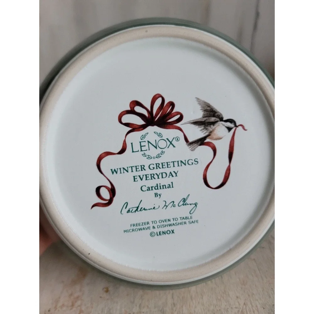 Lenox red cardinal bowl winter greetings everyday Xmas kitchen home